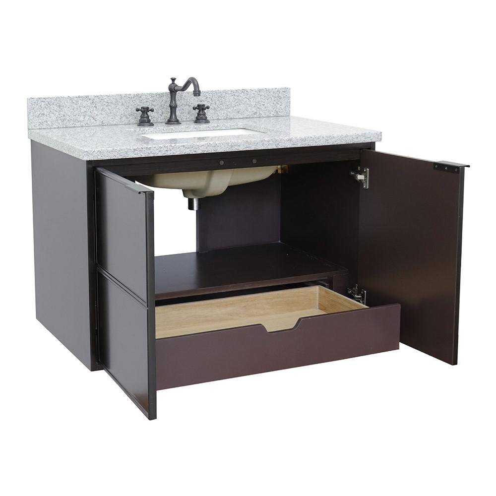 36 Single wall mount vanity in Cappuccino finish - cabinet only. Picture 49