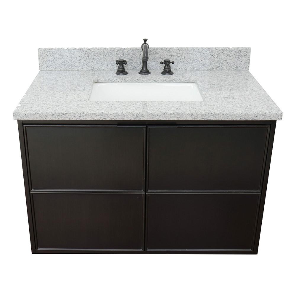 36 Single wall mount vanity in Cappuccino finish - cabinet only. Picture 51
