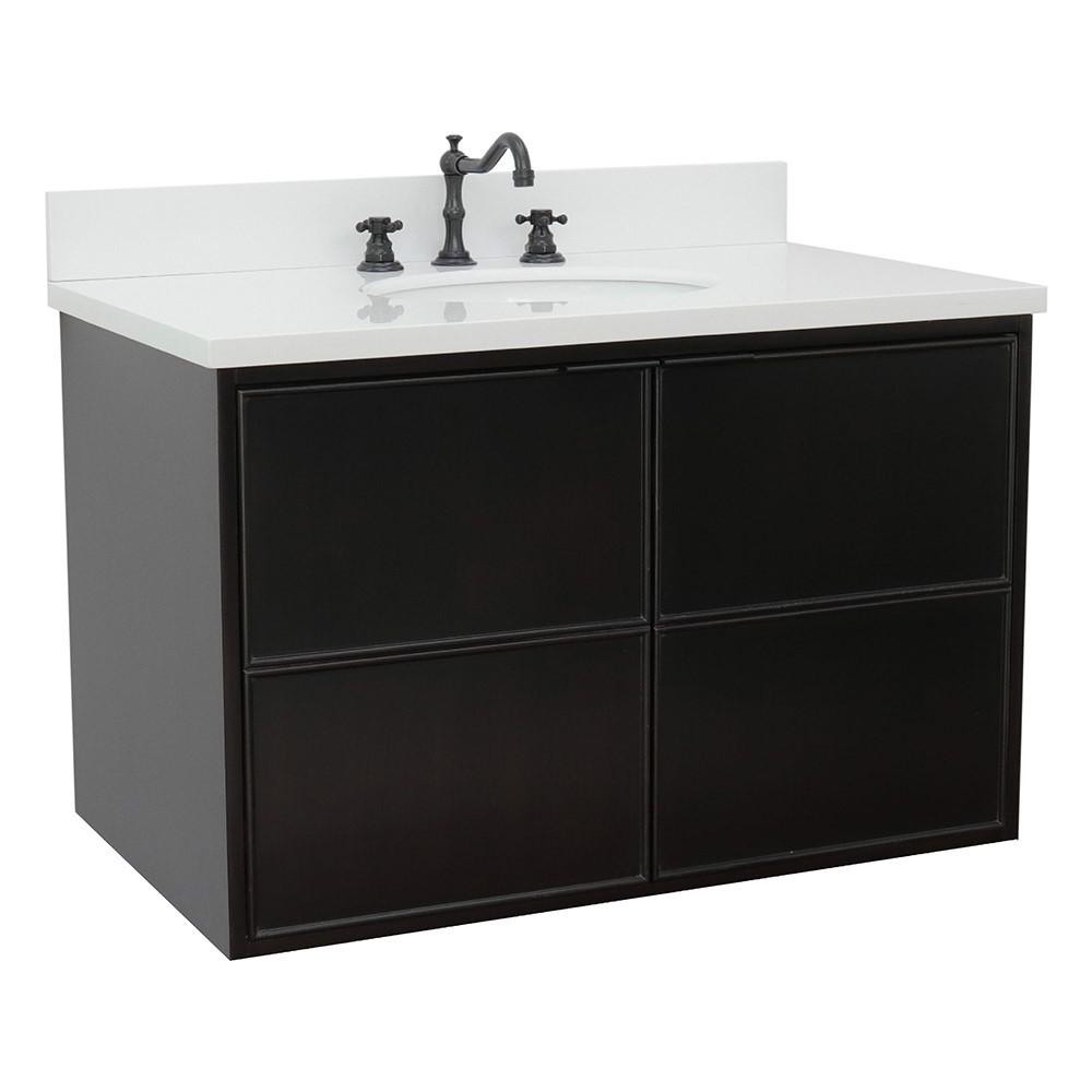 36 Single wall mount vanity in Cappuccino finish - cabinet only. Picture 64