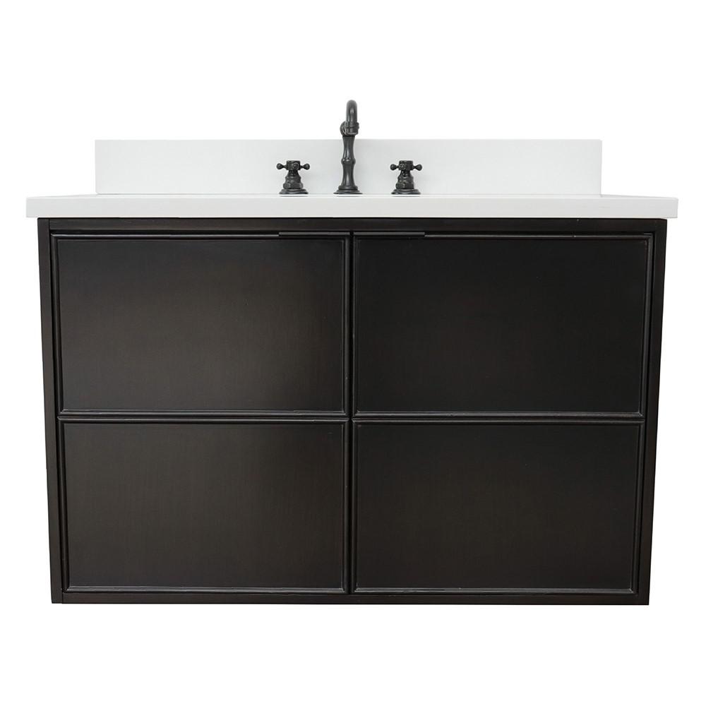 36 Single wall mount vanity in Cappuccino finish - cabinet only. Picture 65