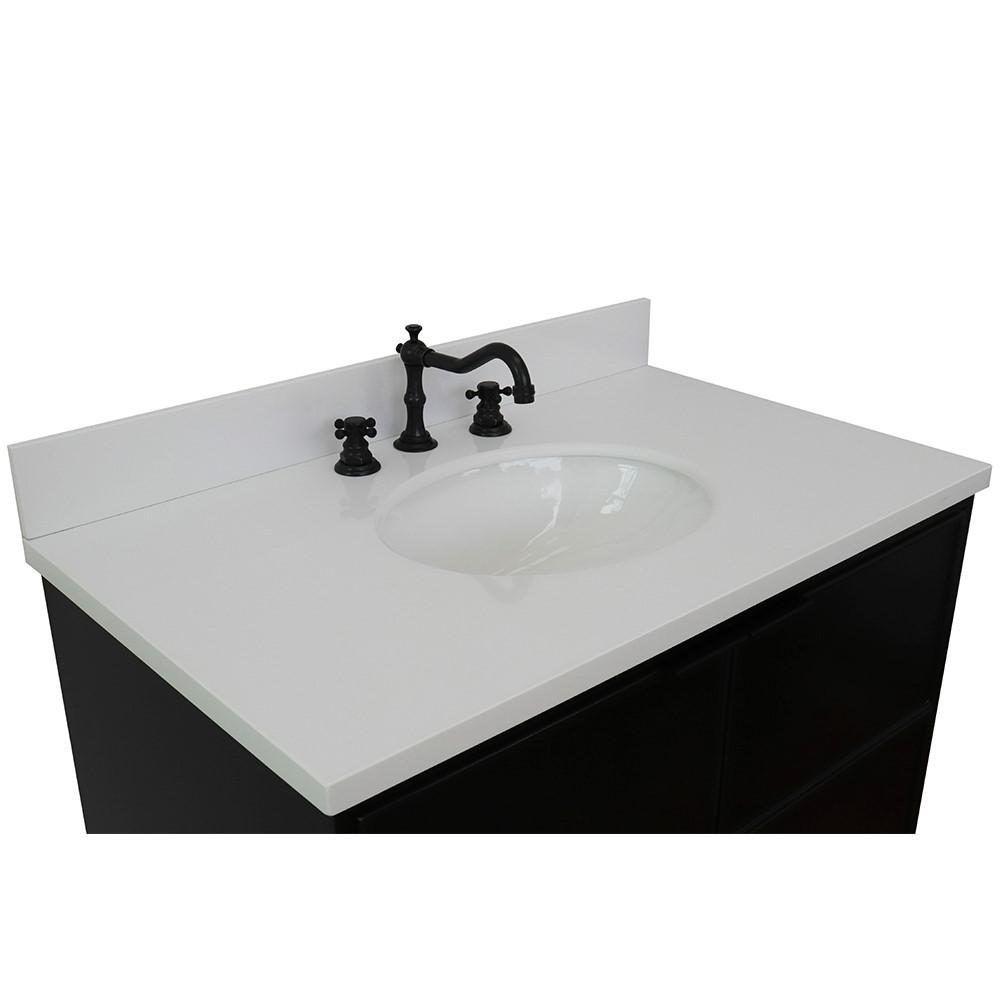 36 Single wall mount vanity in Cappuccino finish - cabinet only. Picture 66