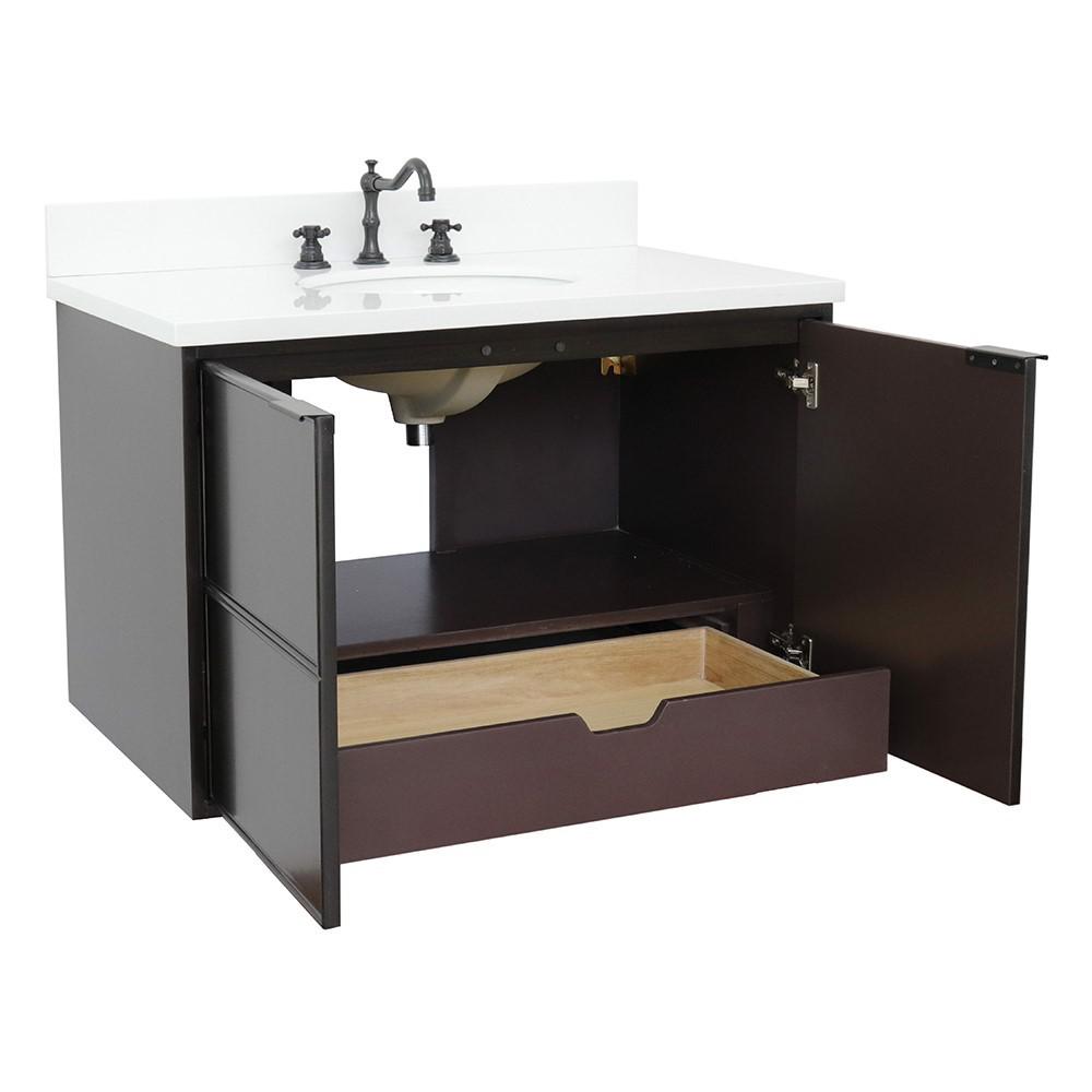 36 Single wall mount vanity in Cappuccino finish - cabinet only. Picture 67