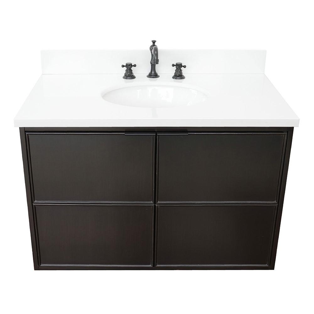 36 Single wall mount vanity in Cappuccino finish - cabinet only. Picture 69