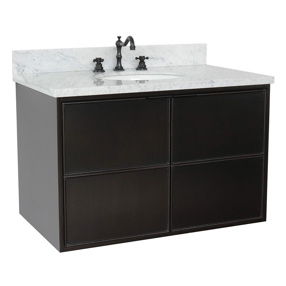36 Single wall mount vanity in Cappuccino finish - cabinet only. Picture 91
