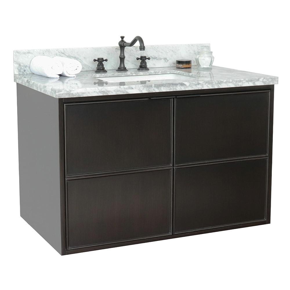 36 Single wall mount vanity in Cappuccino finish - cabinet only. Picture 100