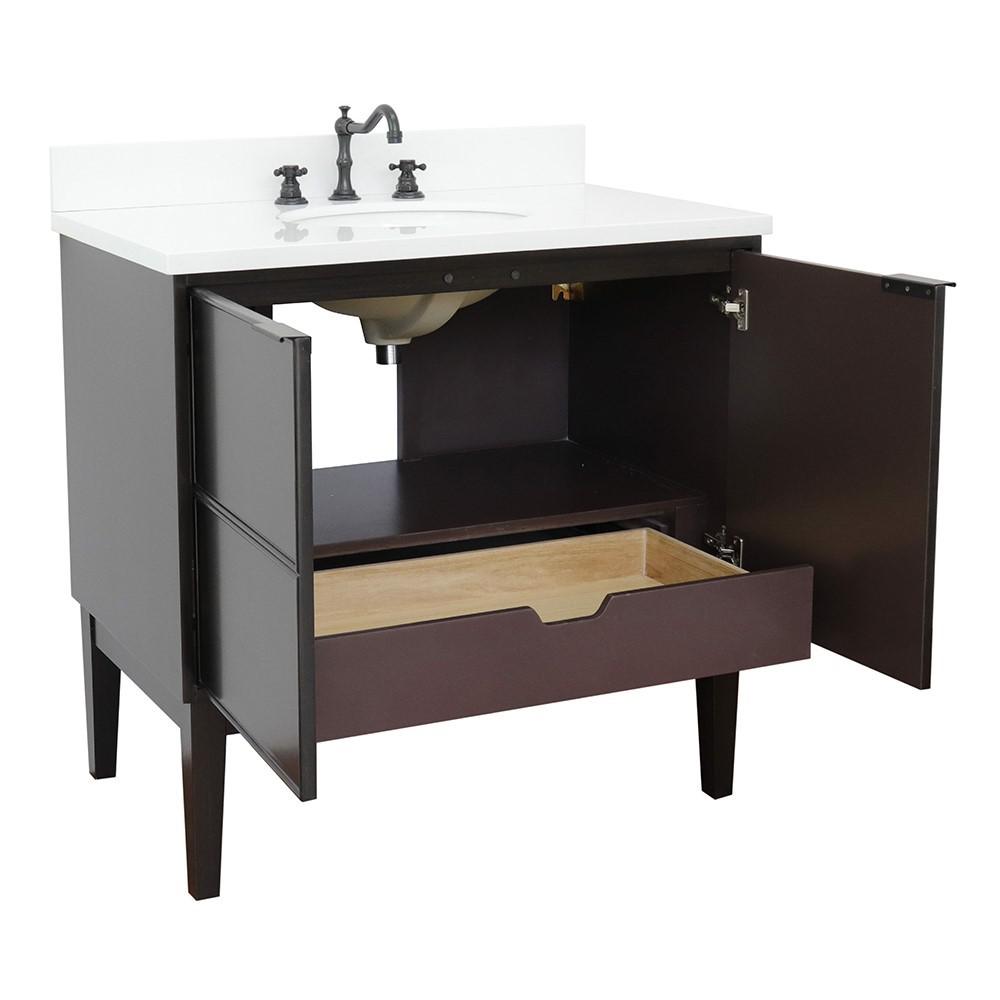 36 Single vanity in Cappuccino finish - cabinet only. Picture 74