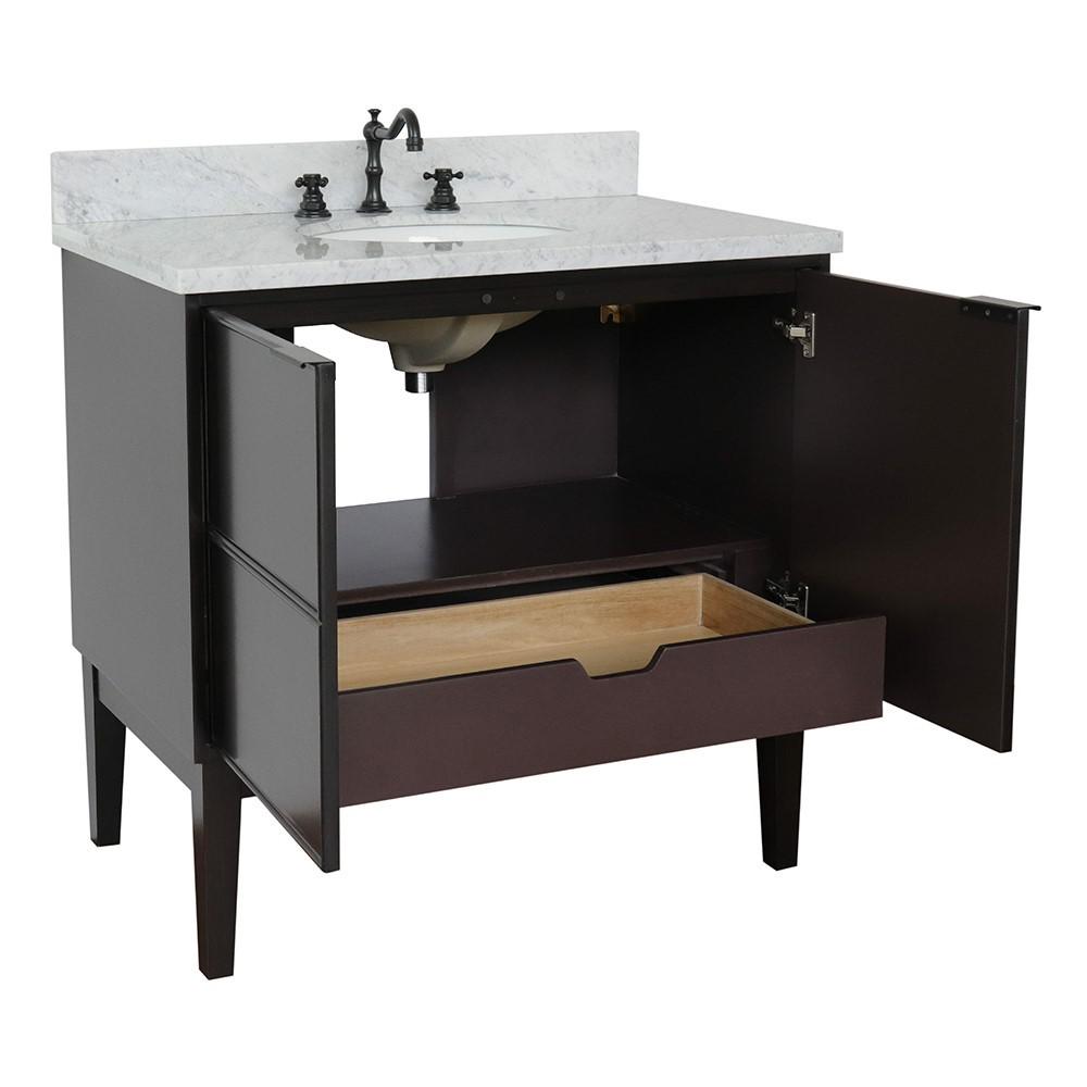 36 Single vanity in Cappuccino finish - cabinet only. Picture 104