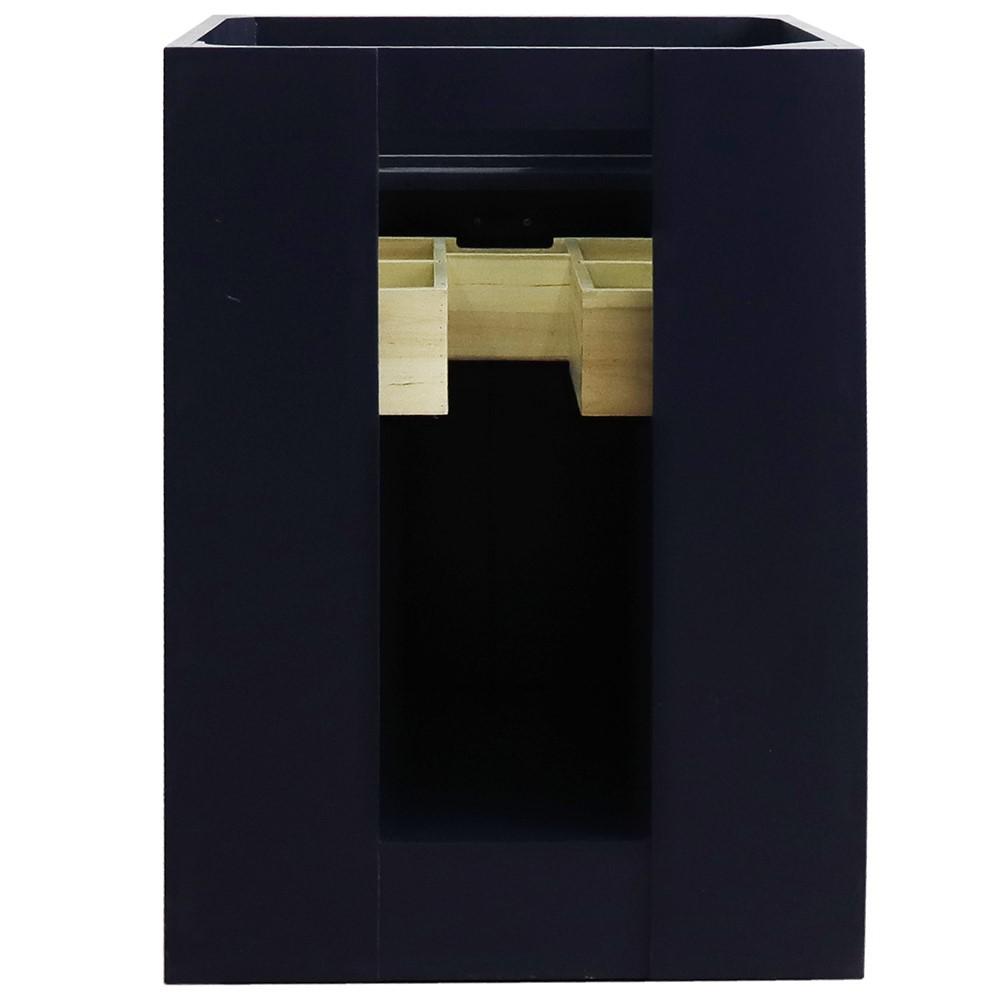 25 Single sink vanity in Blue finish with Black galaxy granite and oval sink. Picture 8
