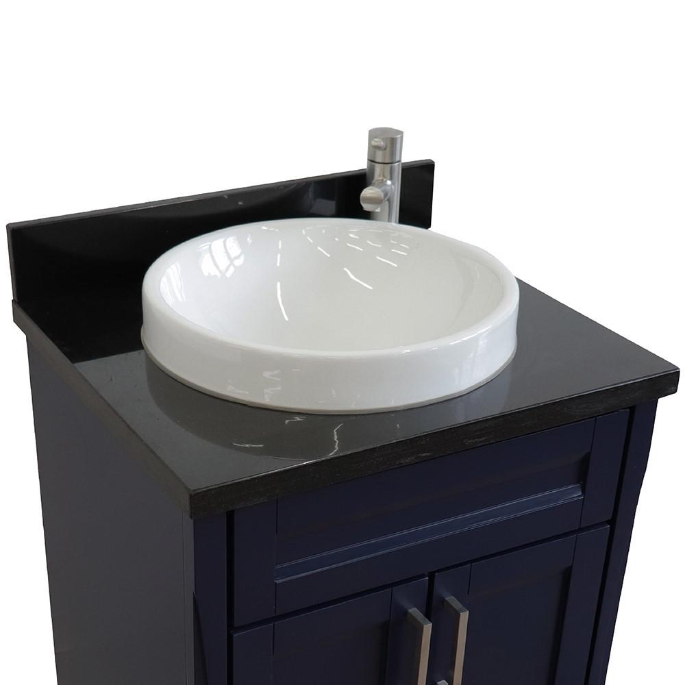 Single sink vanity in Blue with Black galaxy granite and rectangle sink. Picture 18