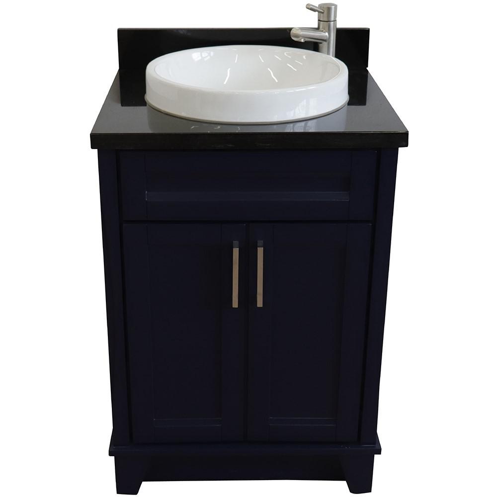 Single sink vanity in Blue with Black galaxy granite and rectangle sink. Picture 20