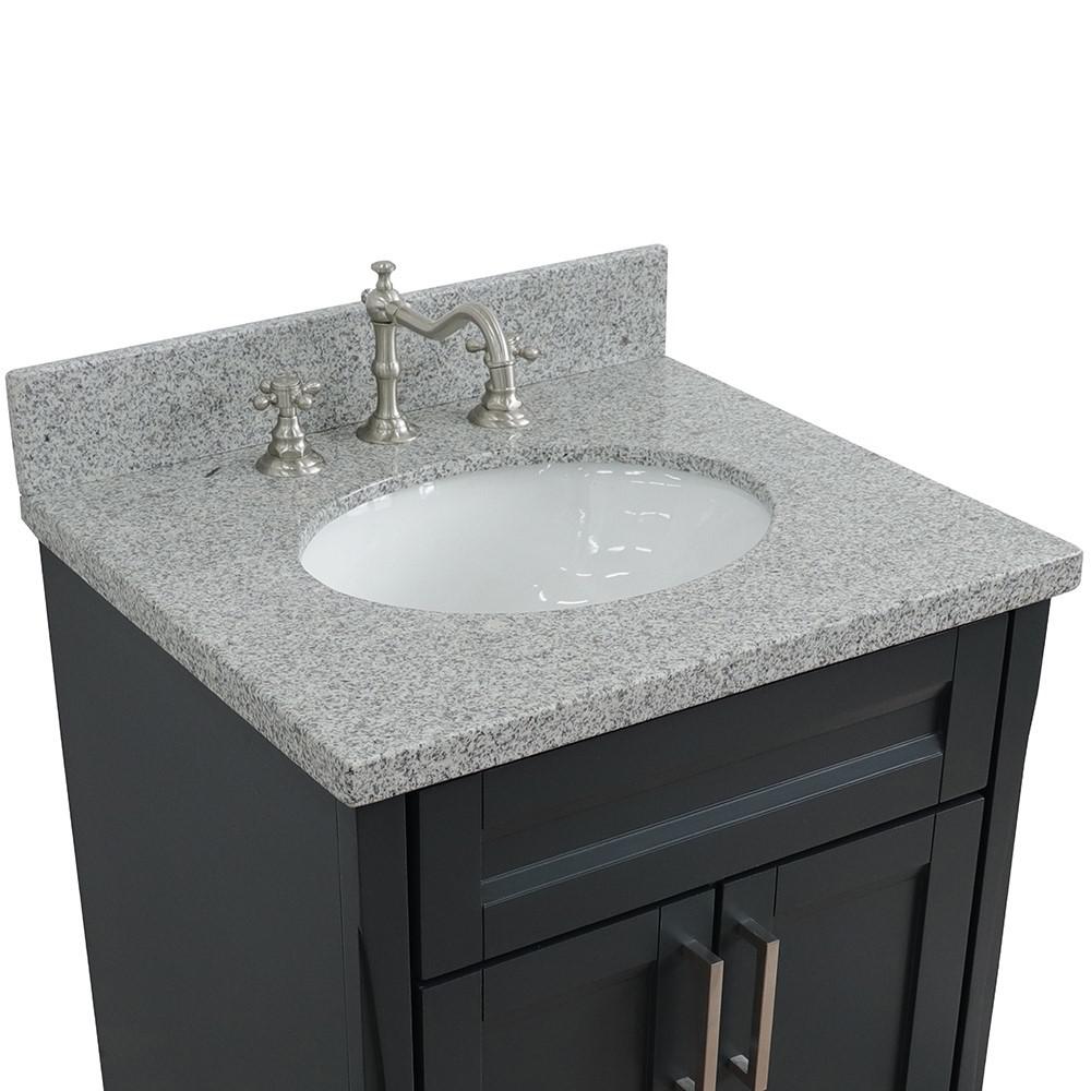 25 Single sink vanity in Dark Gray finish with Gray granite and oval sink. Picture 5