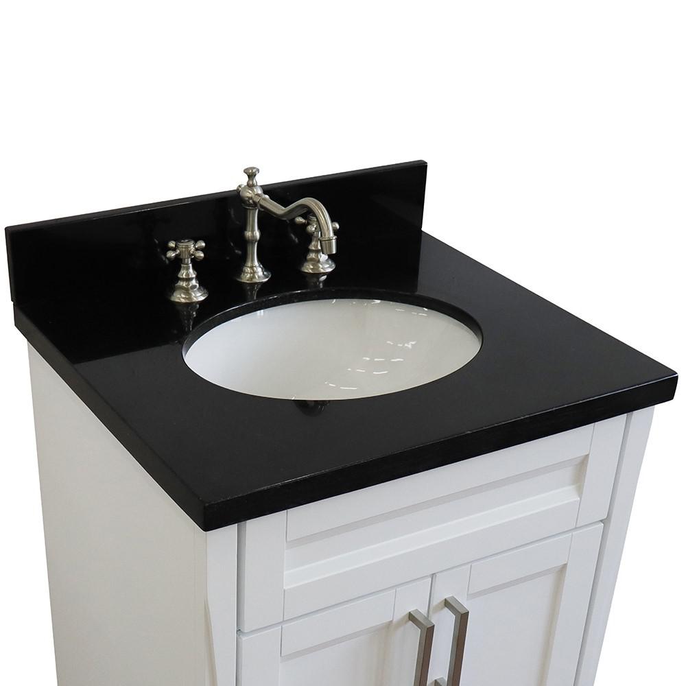 25 Single sink vanity in White finish with Black galaxy granite and oval sink. Picture 6