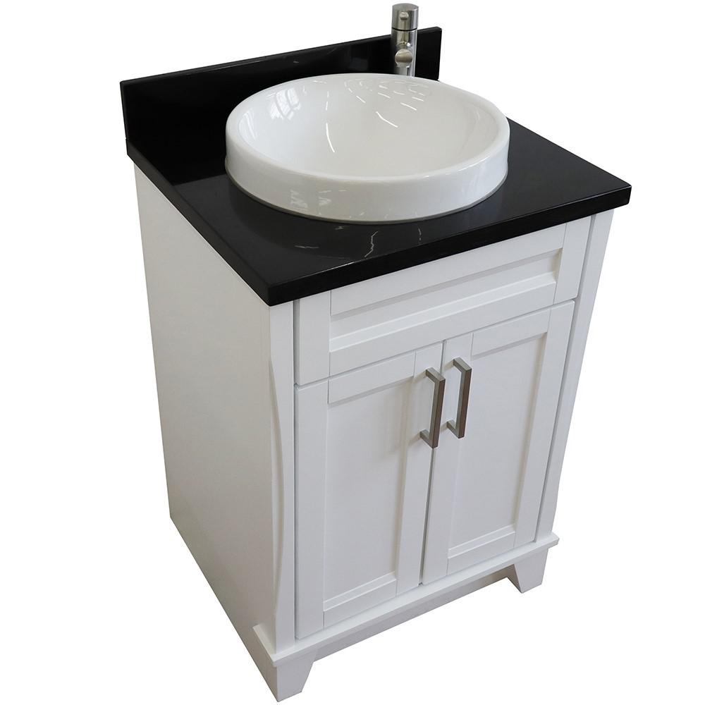 Single sink vanity in White with Black galaxy granite and rectangle sink. Picture 20