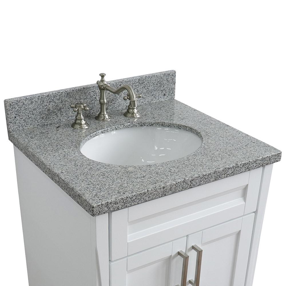 25 Single sink vanity in White finish with Gray granite and oval sink. Picture 7