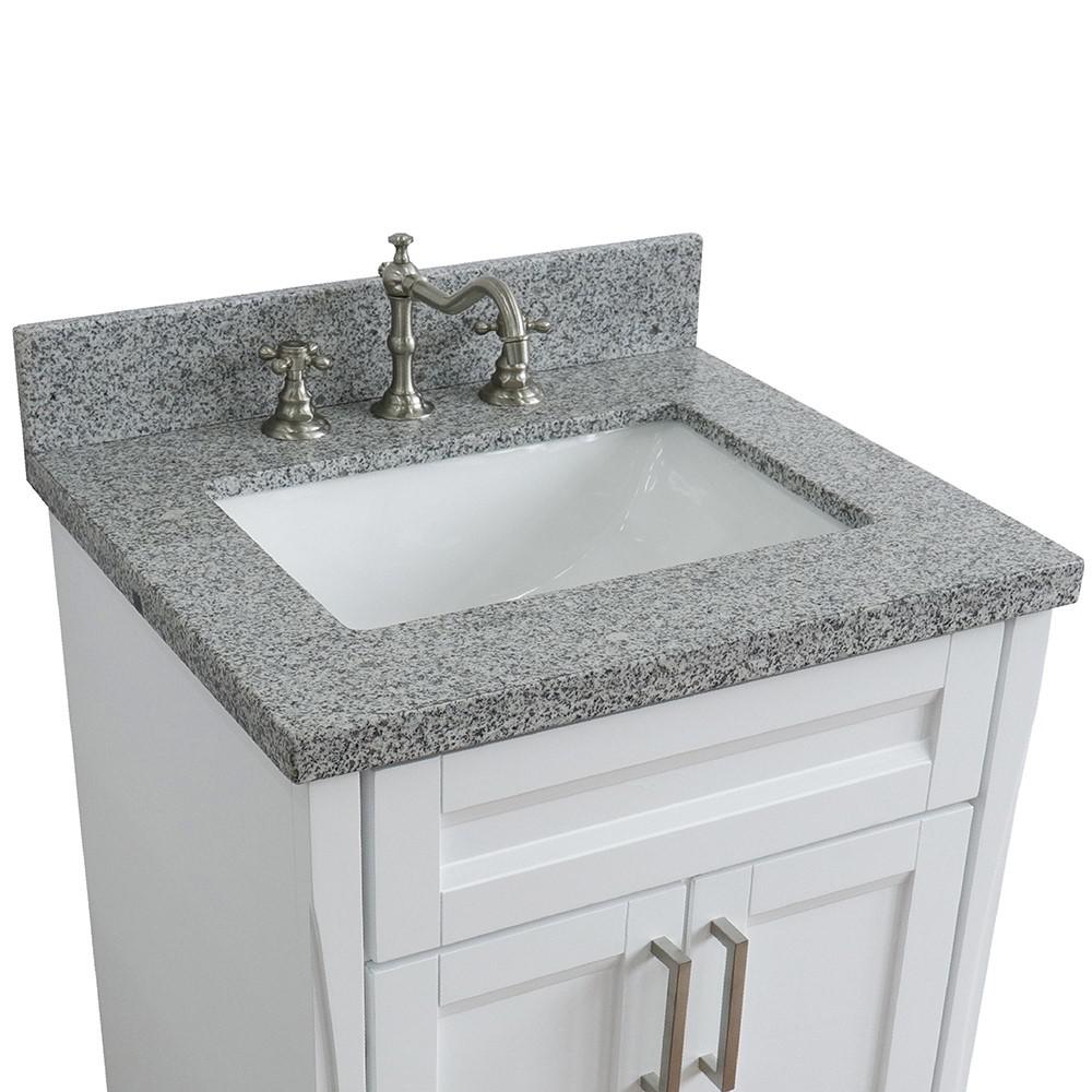 25 Single sink vanity in White finish with Gray granite and rectangle sink. Picture 7