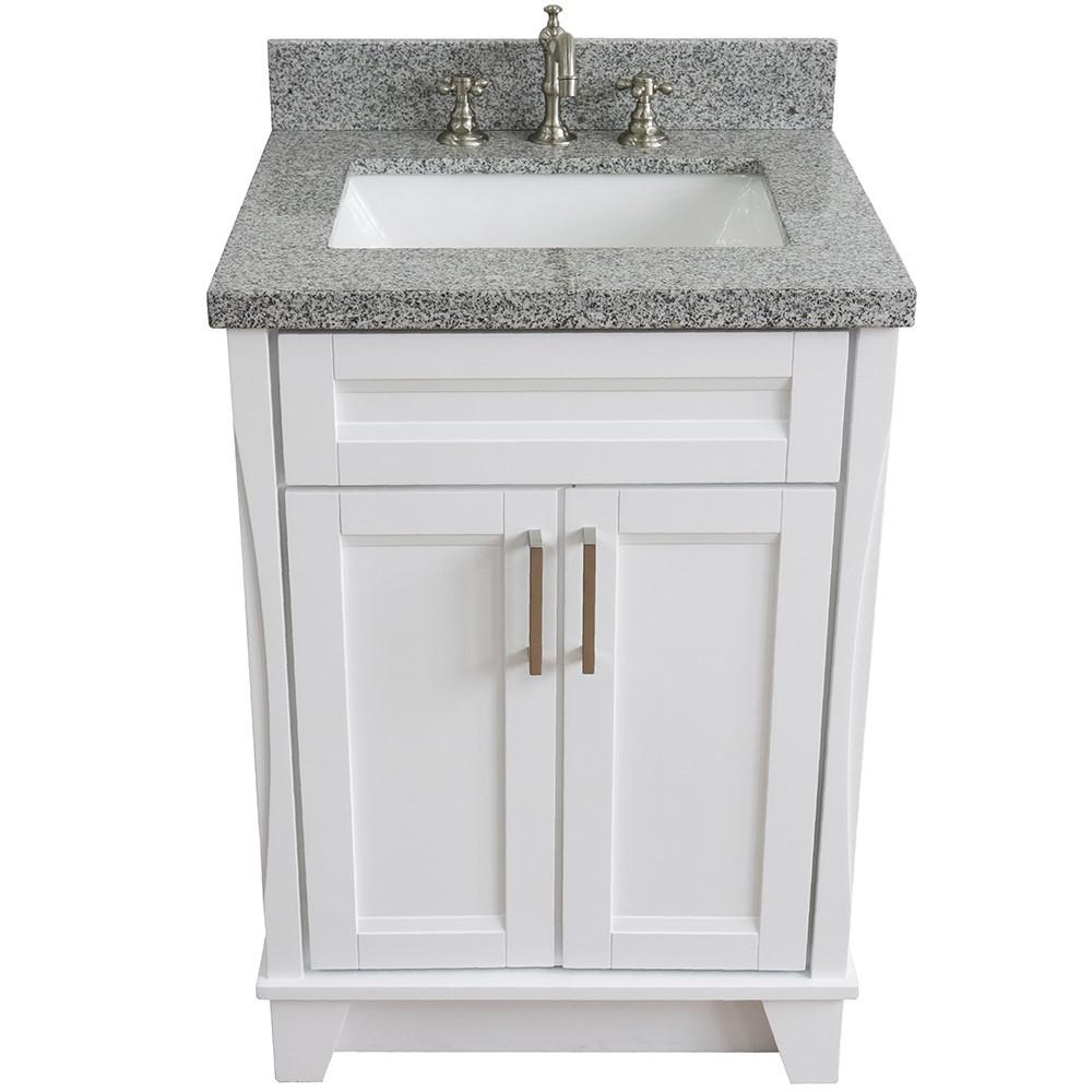 25 Single sink vanity in White finish with Gray granite and rectangle sink. Picture 9