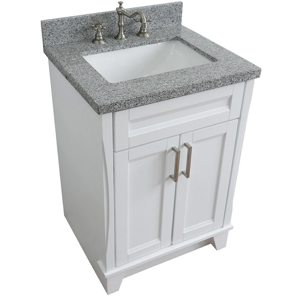 25 Single sink vanity in White finish with Gray granite and rectangle sink. Picture 10