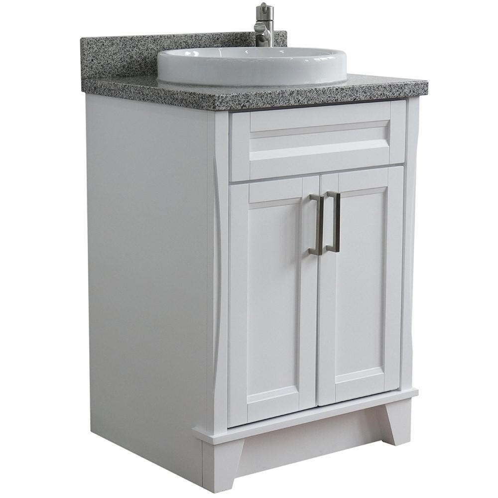 25 Single sink vanity in White finish with Gray granite and rectangle sink. Picture 14
