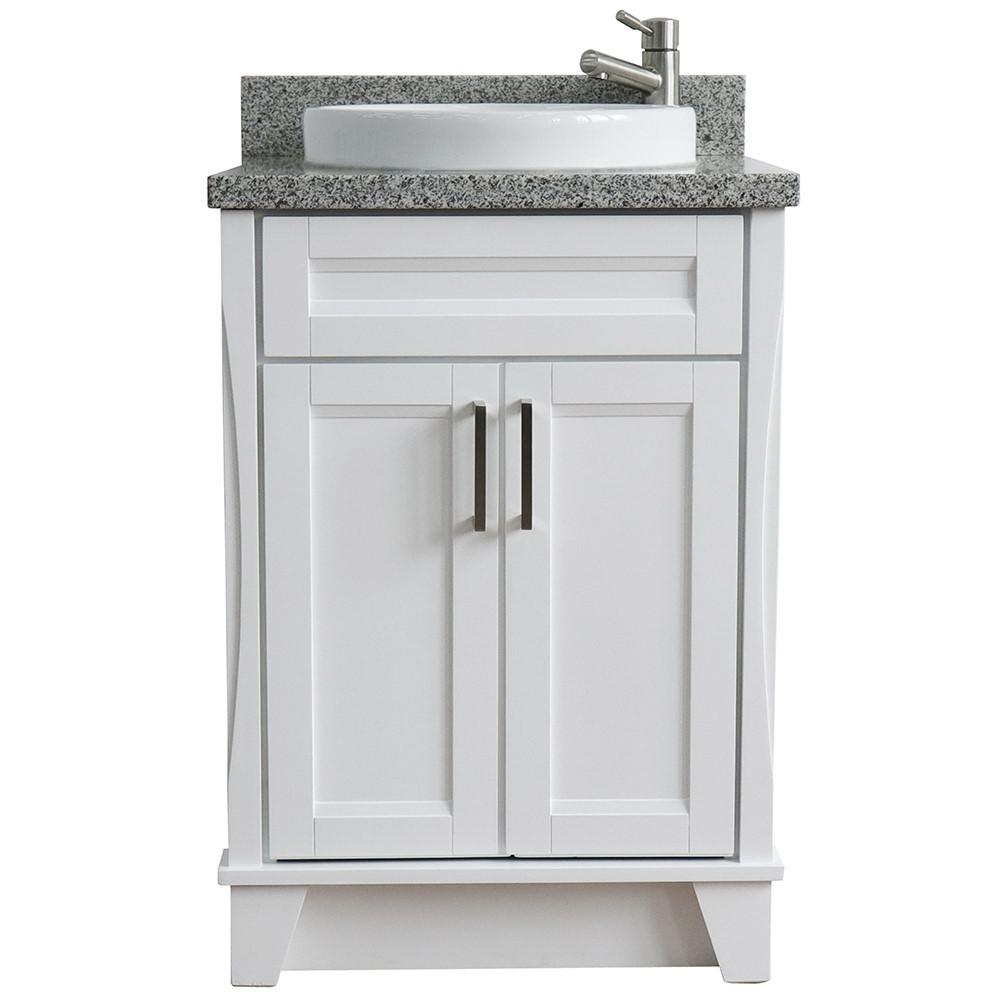 25 Single sink vanity in White finish with Gray granite and rectangle sink. Picture 16