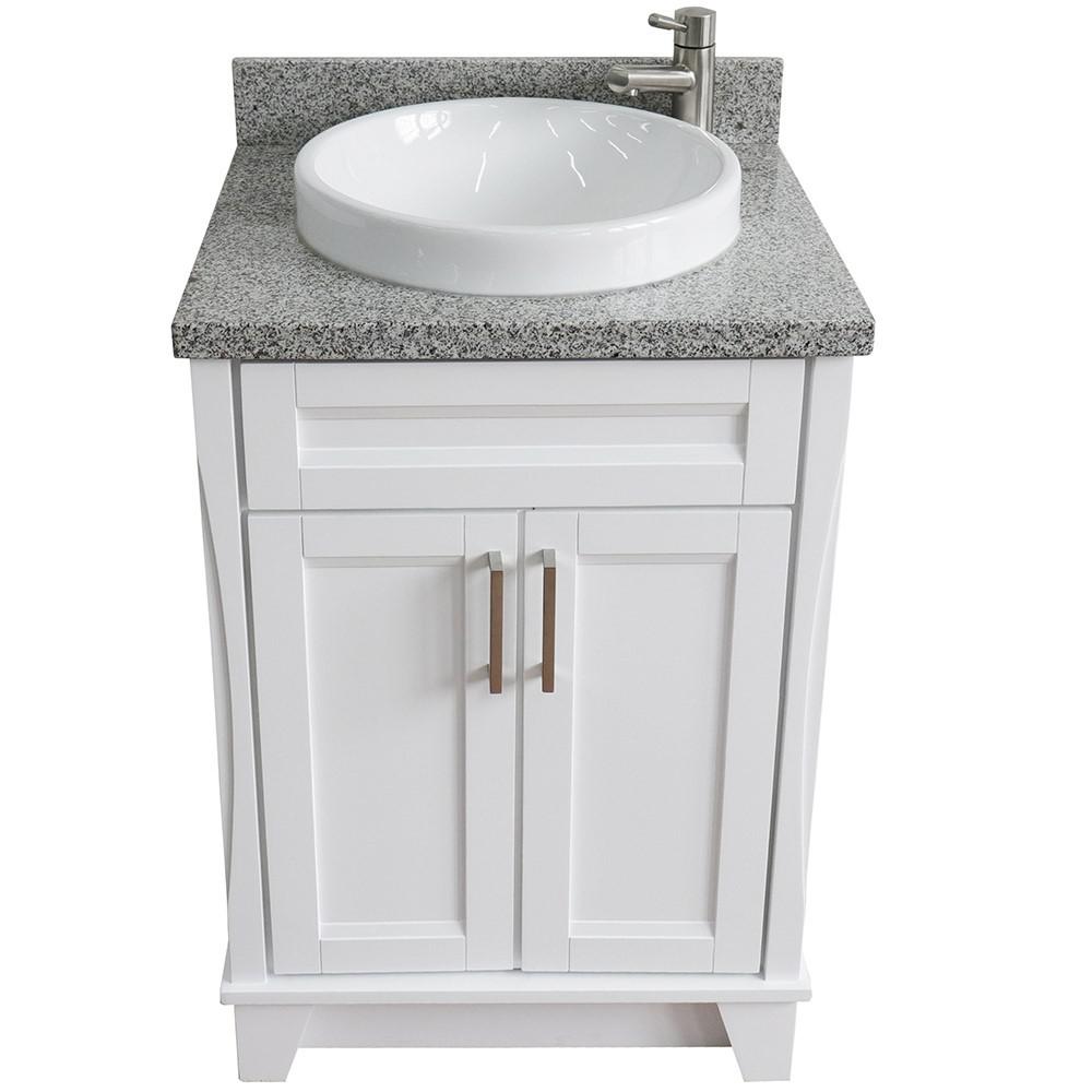 25 Single sink vanity in White finish with Gray granite and rectangle sink. Picture 19