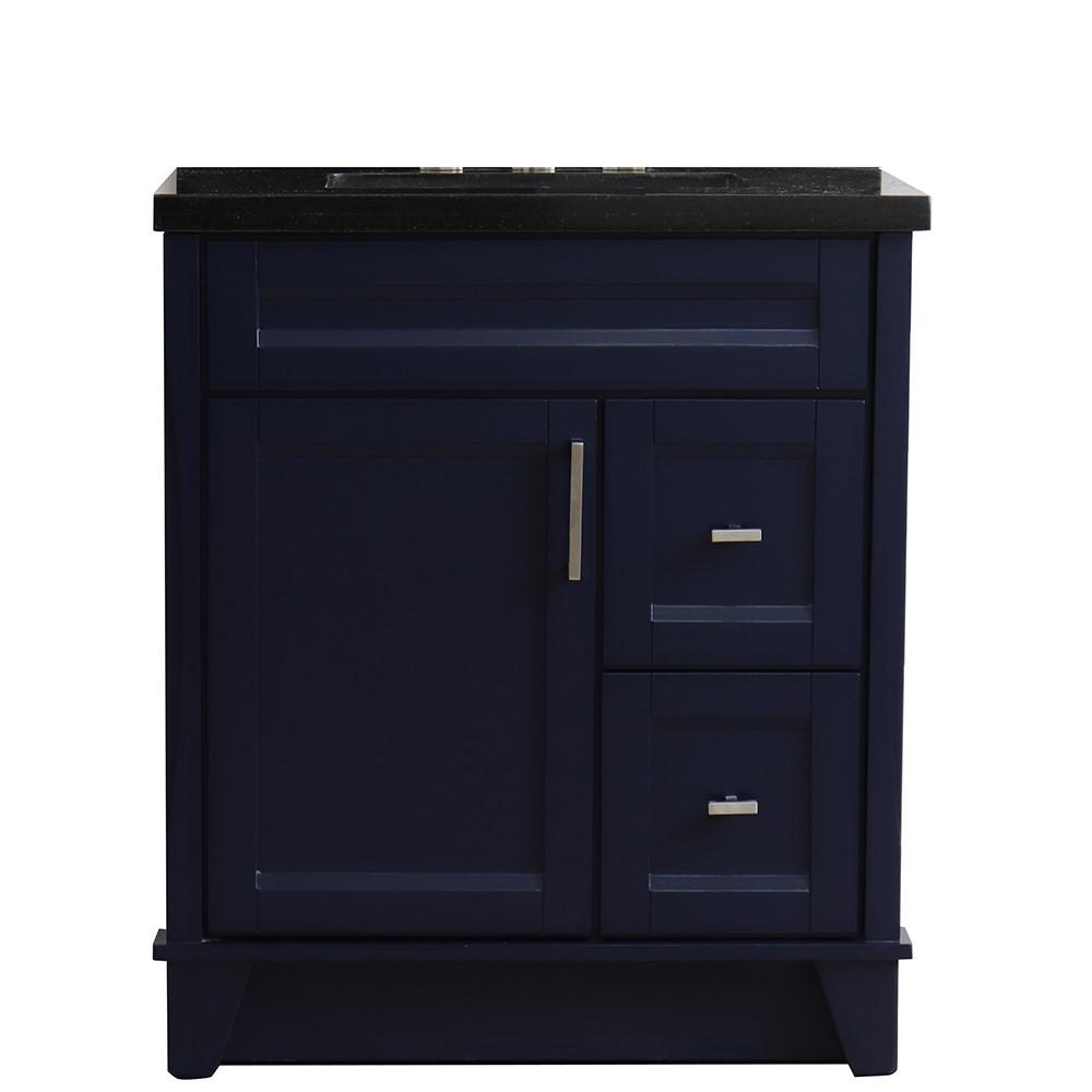 Single sink vanity in Blue with Black galaxy granite with rectangle sink. Picture 6