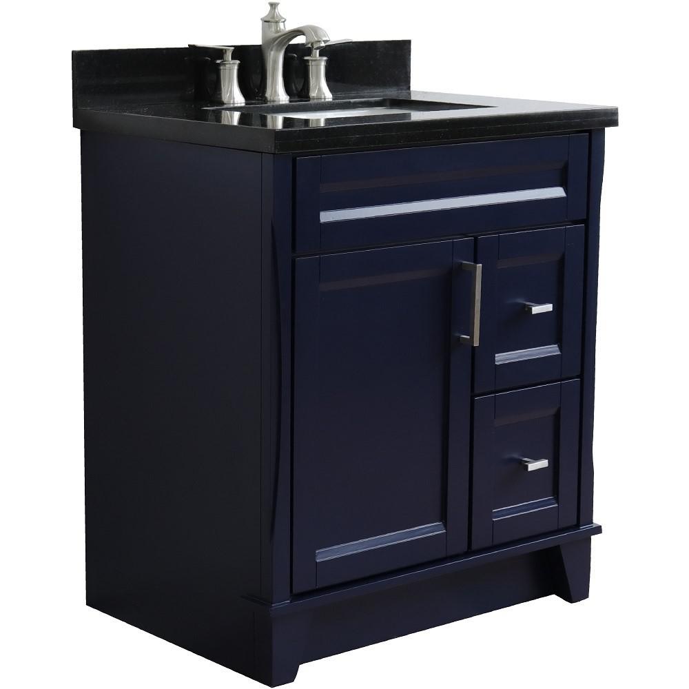Single sink vanity in Blue with Black galaxy granite with rectangle sink. Picture 7