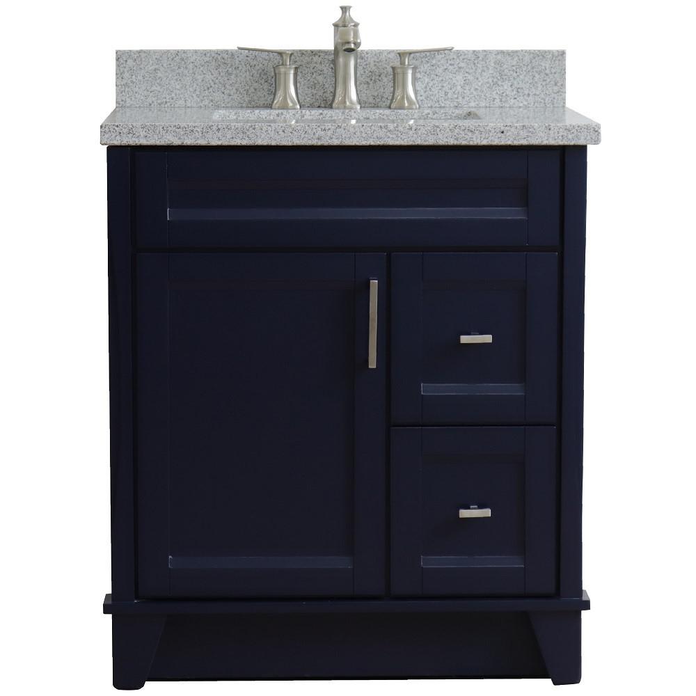 31 Single sink vanity in Blue finish with Gray granite with rectangle sink. Picture 9
