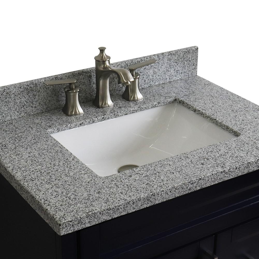 31 Single sink vanity in Blue finish with Gray granite with rectangle sink. Picture 10