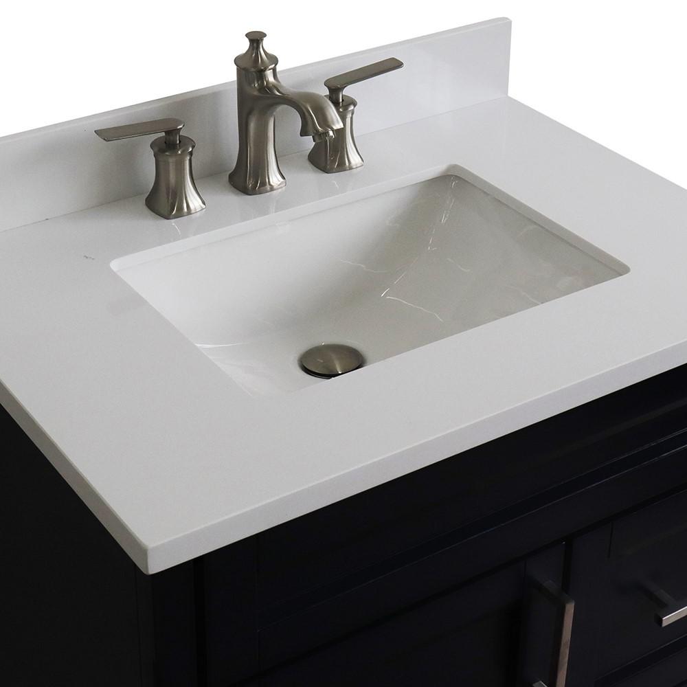 31 Single sink vanity in Blue finish with White quartz with rectangle sink. Picture 10