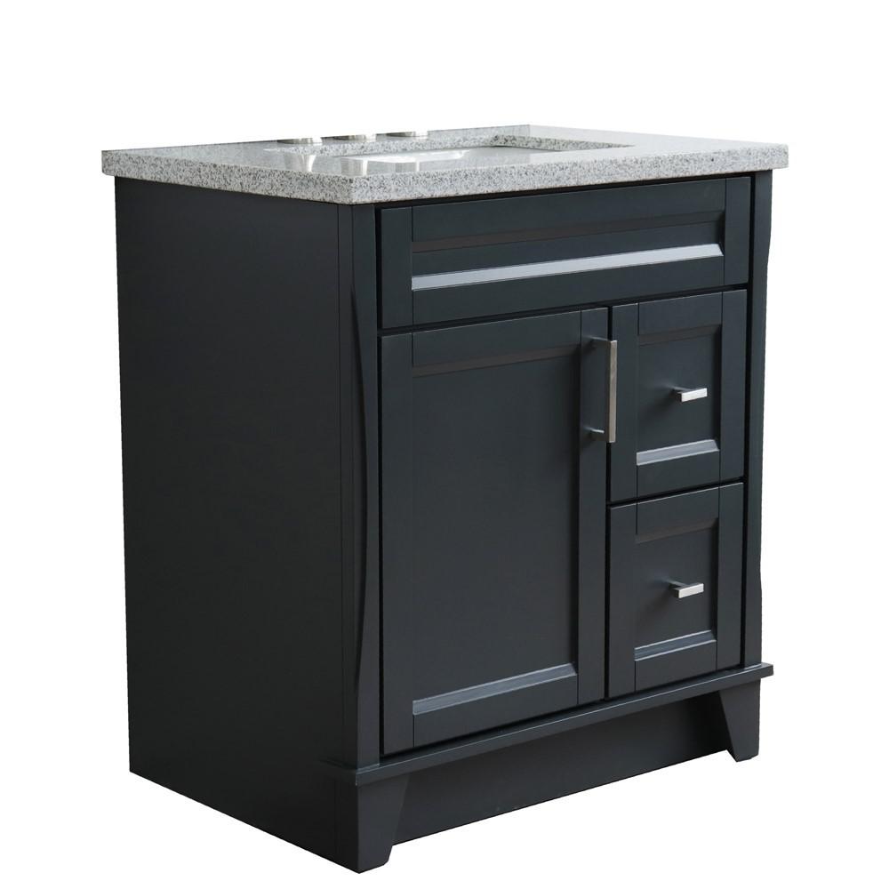 31 Single sink vanity in Dark Gray finish with Gray granite with rectangle sink. Picture 6