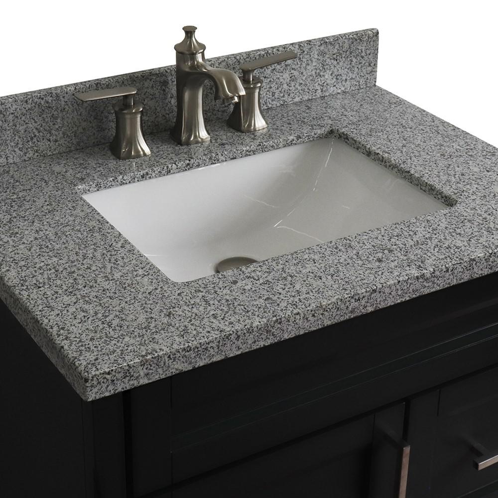 31 Single sink vanity in Dark Gray finish with Gray granite with rectangle sink. Picture 10