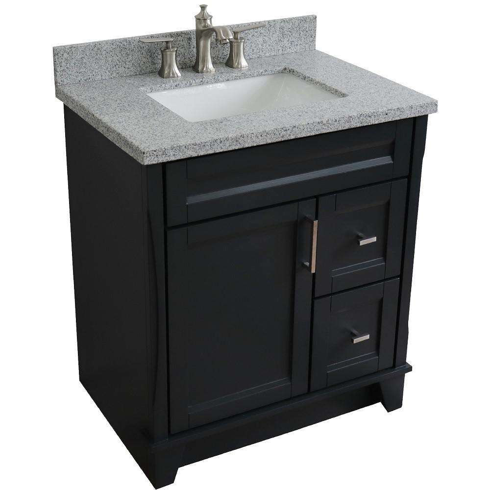 31 Single sink vanity in Dark Gray finish with Gray granite with rectangle sink. Picture 13