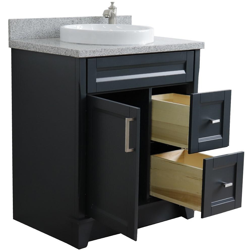 31 Single sink vanity in Dark Gray finish with Gray granite with rectangle sink. Picture 22