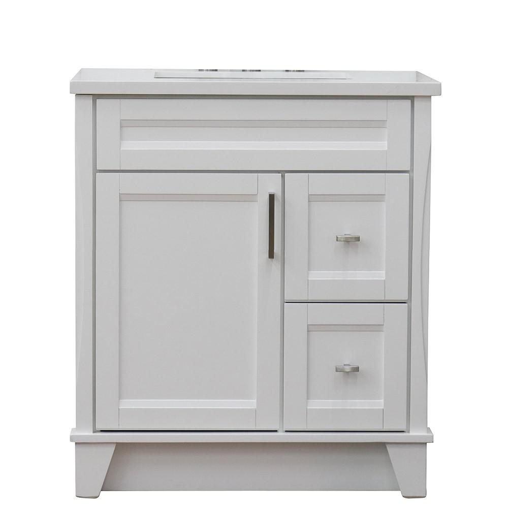 31 Single sink vanity in White finish with White quartz with rectangle sink. Picture 6