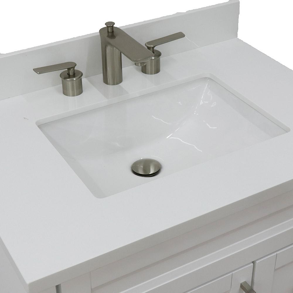 31 Single sink vanity in White finish with White quartz with rectangle sink. Picture 10