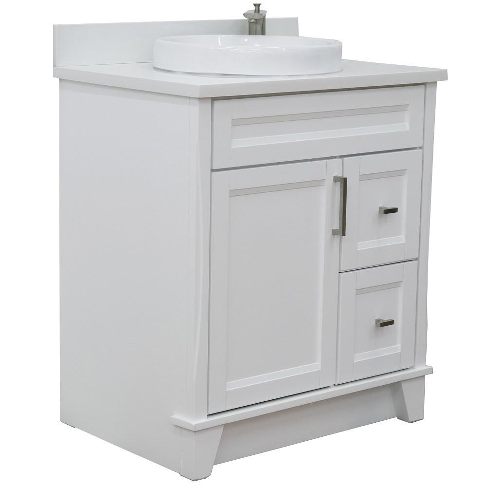 31 Single sink vanity in White finish with White quartz with rectangle sink. Picture 17