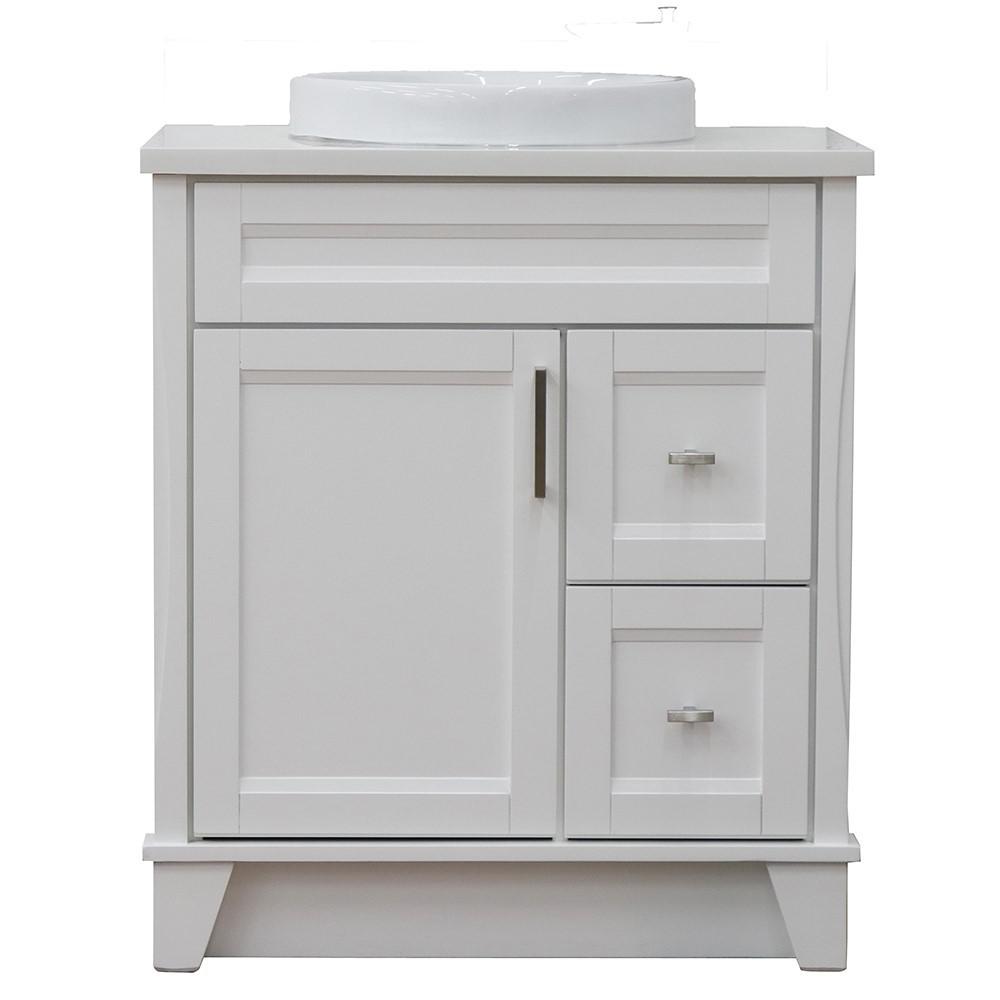 31 Single sink vanity in White finish with White quartz with rectangle sink. Picture 20