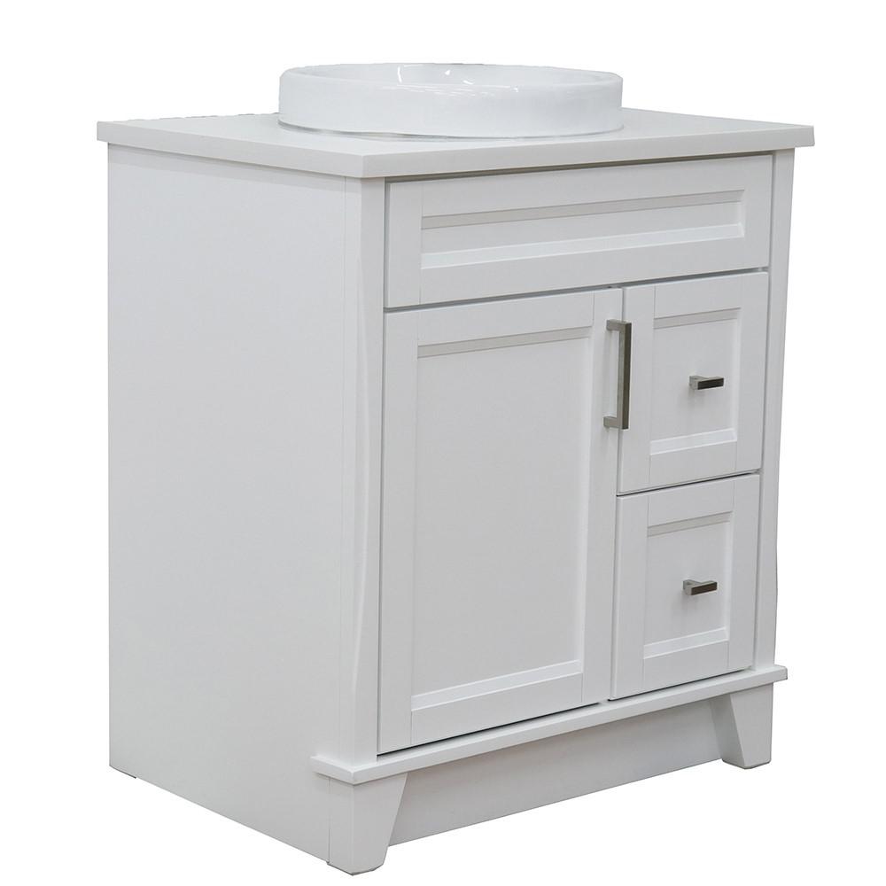 31 Single sink vanity in White finish with White quartz with rectangle sink. Picture 21