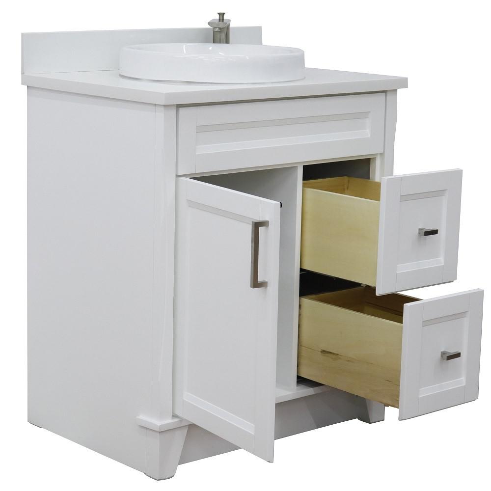 31 Single sink vanity in White finish with White quartz with rectangle sink. Picture 22