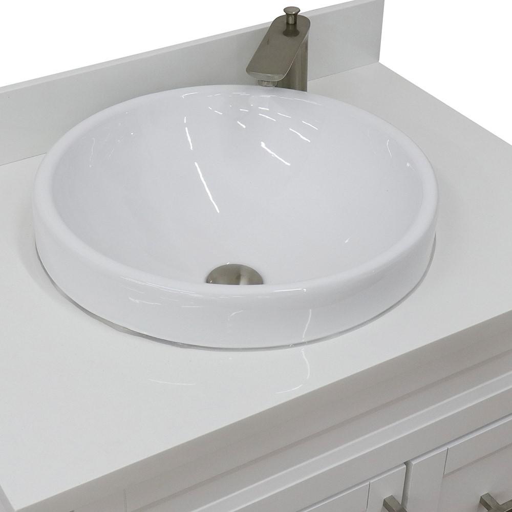 31 Single sink vanity in White finish with White quartz with rectangle sink. Picture 24