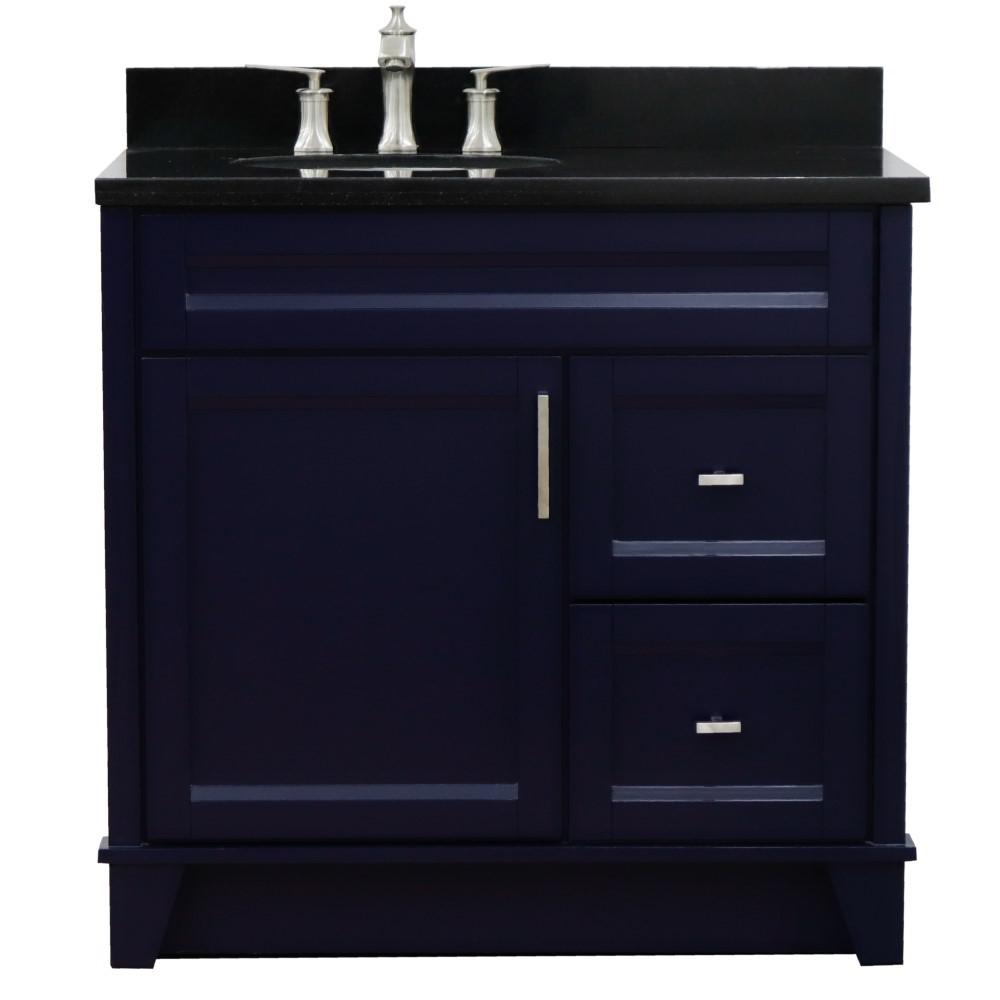 Single sink vanity in Blue with Black galaxy granite and Left door/Left sink. Picture 9