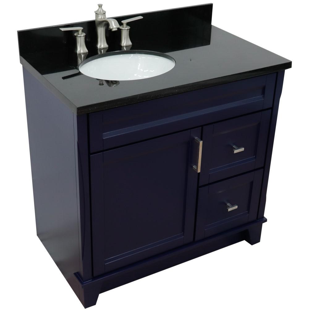 Single sink vanity in Blue with Black galaxy granite and Left door/Left sink. Picture 13