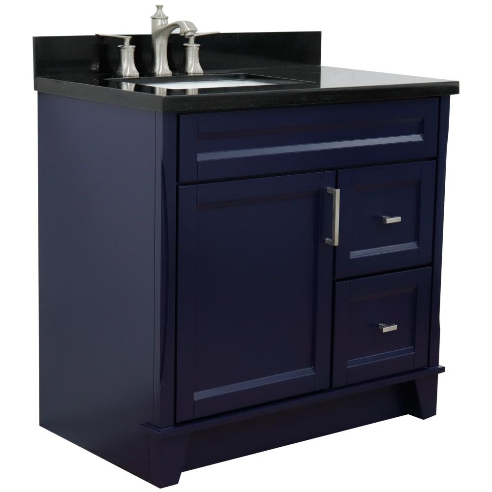 Single sink vanity in Blue with Black galaxy granite and Left door/Left sink. Picture 3