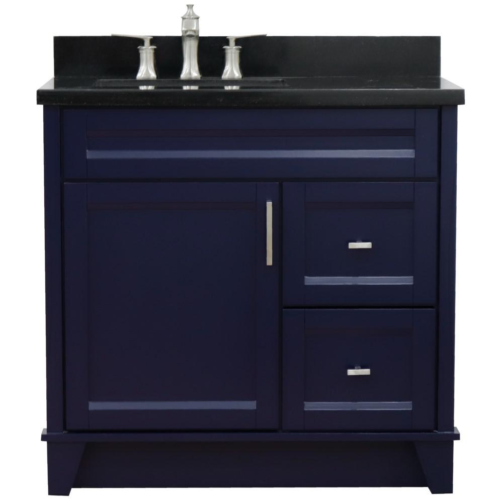 Single sink vanity in Blue with Black galaxy granite and Left door/Left sink. Picture 8