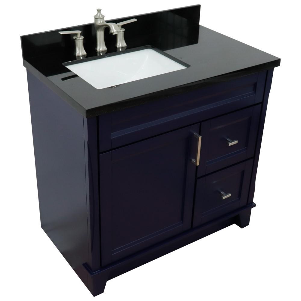 Single sink vanity in Blue with Black galaxy granite and Left door/Left sink. Picture 12