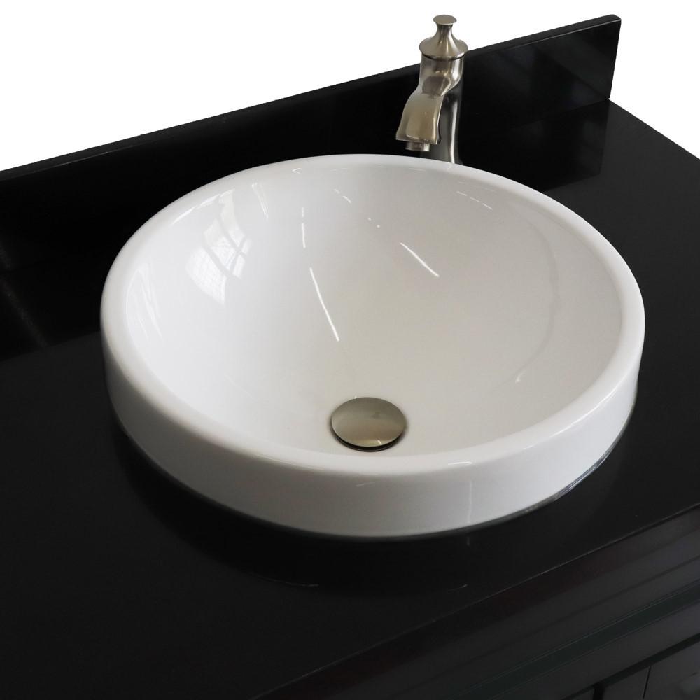 Single sink vanity in Dark Gray with Black galaxy granite and door/Round sink. Picture 10