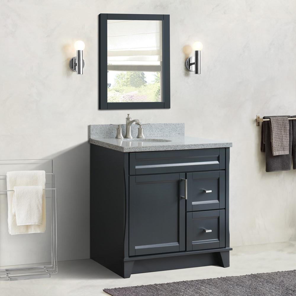 Single sink vanity in Dark Gray with Gray granite and Left door/Left sink. Picture 2