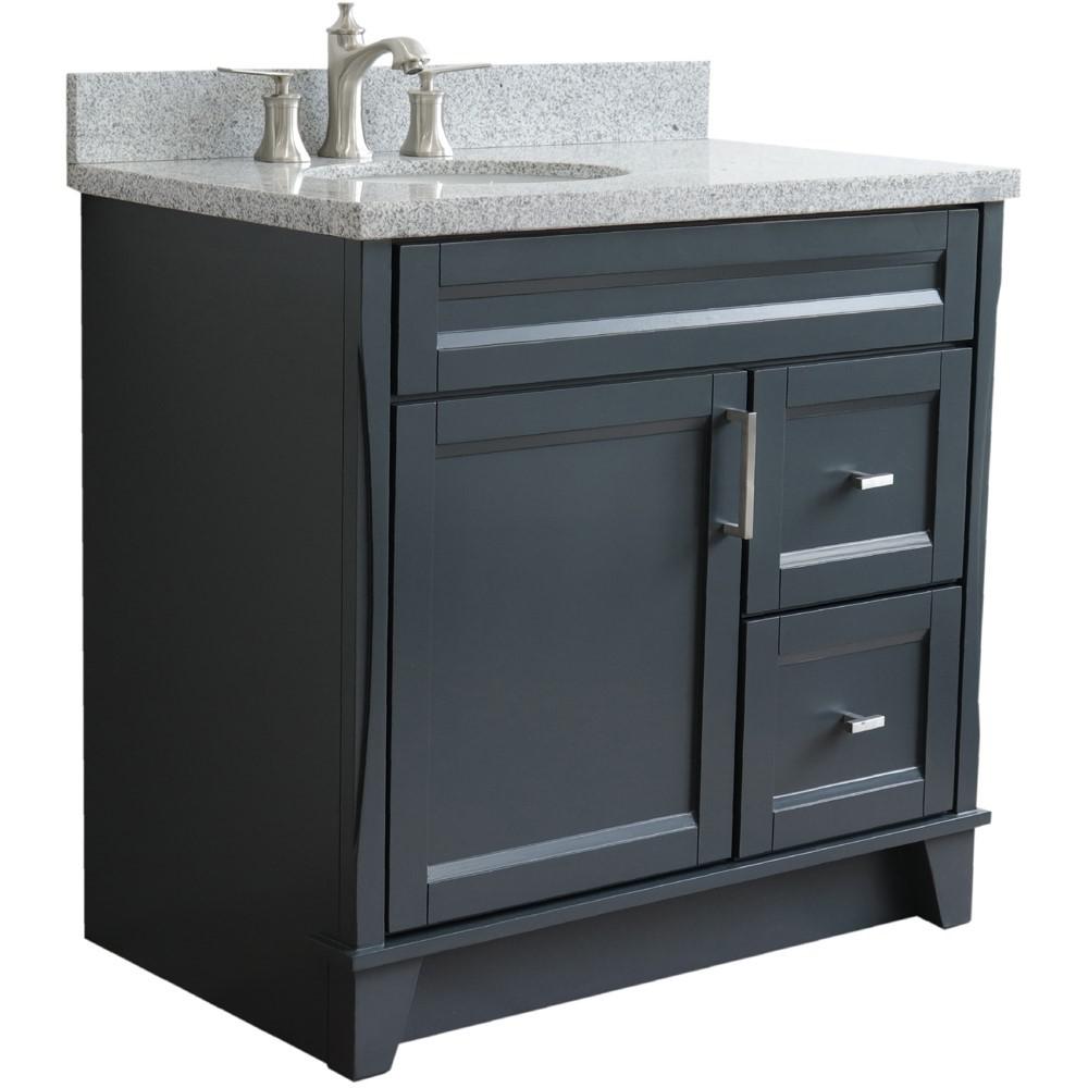 Single sink vanity in Dark Gray with Gray granite and Left door/Left sink. Picture 8