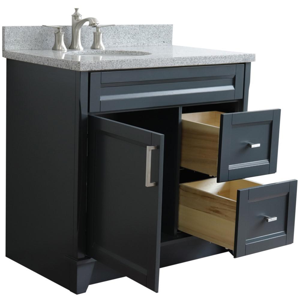 Single sink vanity in Dark Gray with Gray granite and Left door/Left sink. Picture 10
