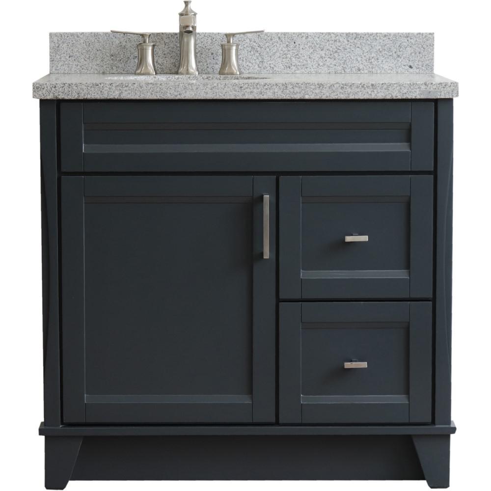 Single sink vanity in Dark Gray with Gray granite and Left door/Left sink. Picture 11